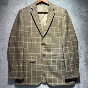 Sergio Valentino Italy Super 150s Wool Plaid Blazer Brown 36 S Novello Jacket 36